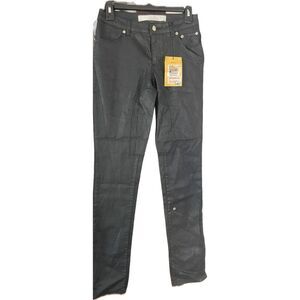 Siviglia Womens Size 27 Effetto Pelle Donna Pants Black Shiny Made In Italy NWT)